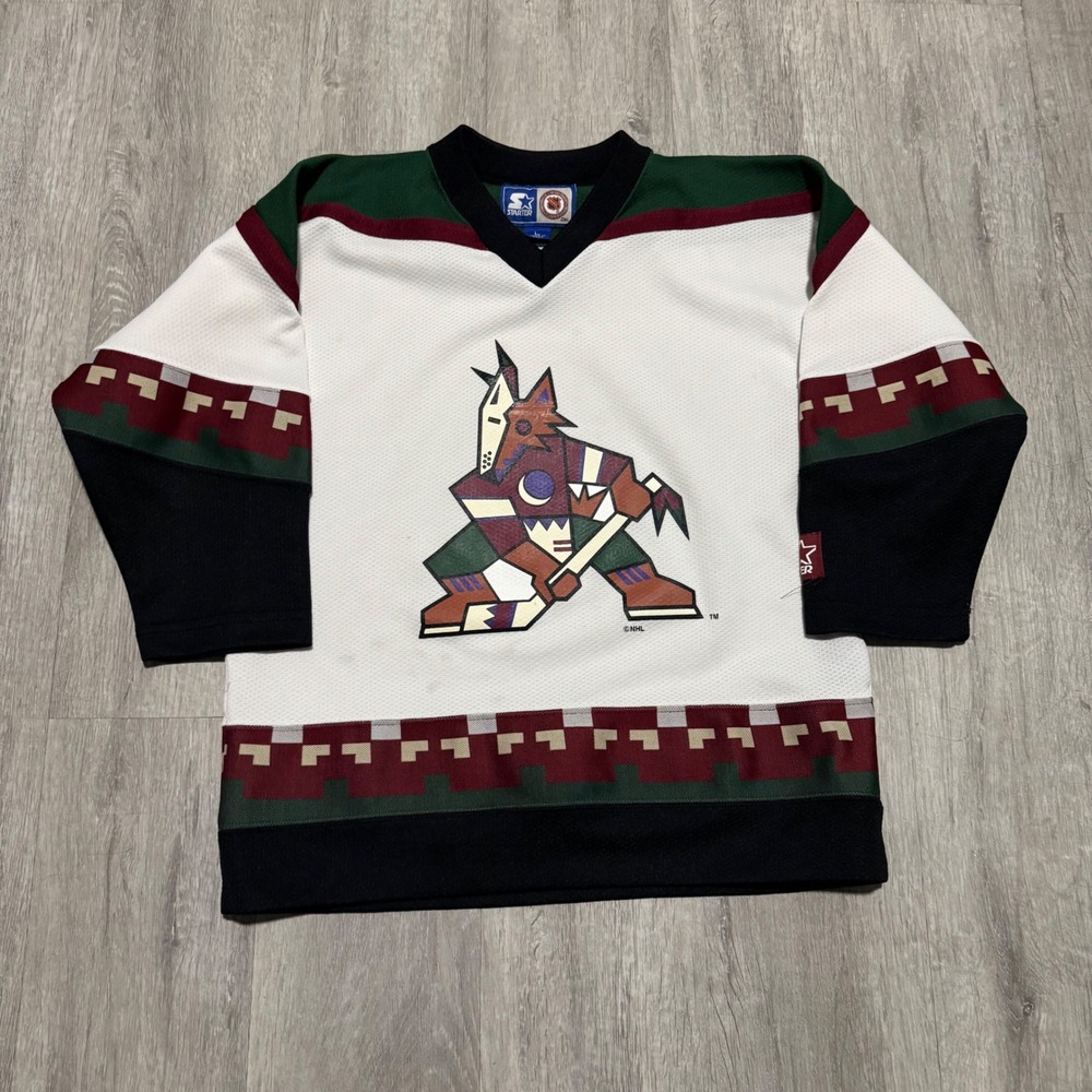 Vintage Starter Phoenix Coyotes Kachina NHL Hockey Jersey Kids Large White 90s
